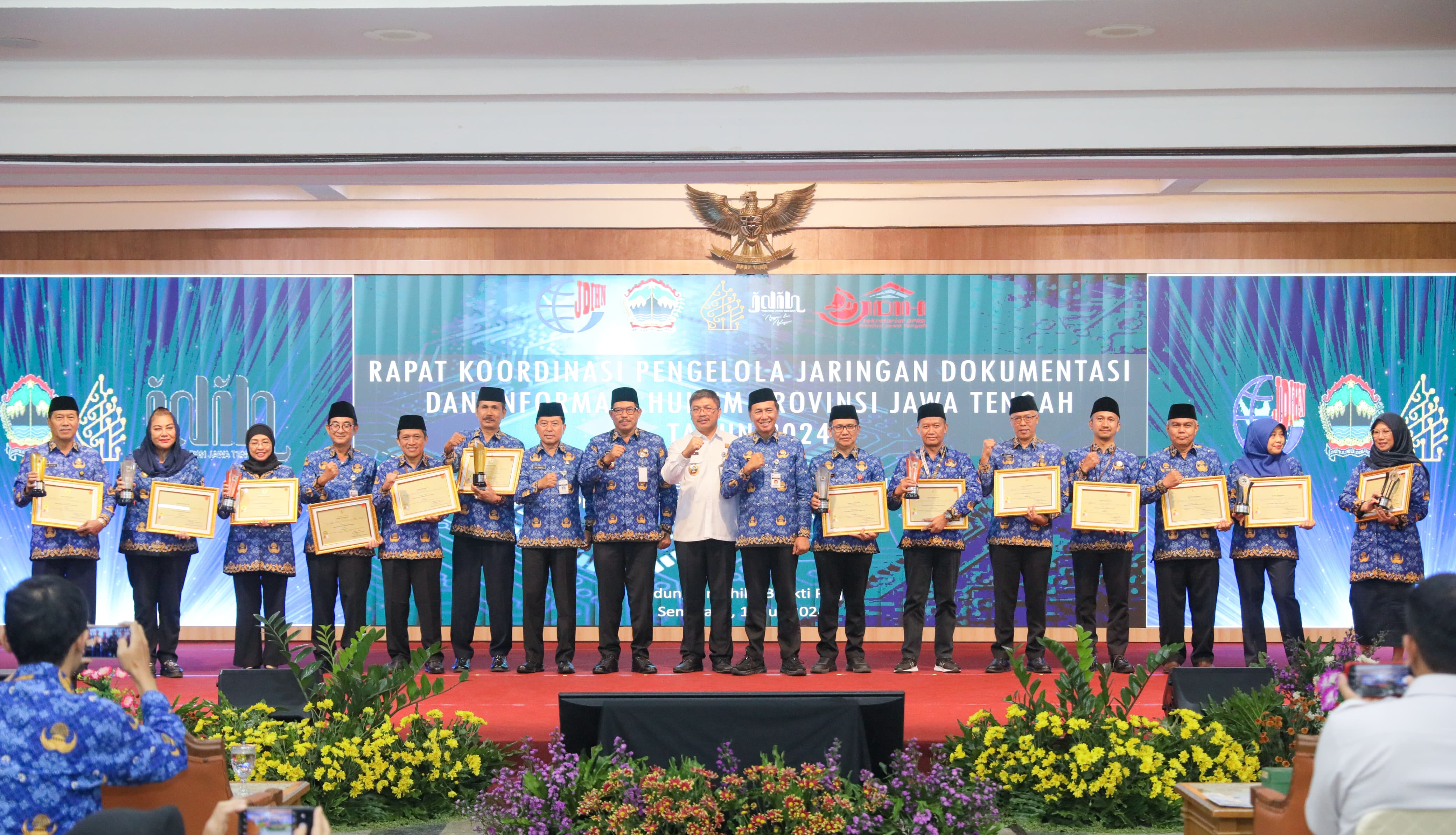 Rapat Koordinasi Pengelola Jaringan Dokumentasi dan Informasi Hukum Provinsi Jawa Tengah Tahun 2024 dan Launching maskot Mas Sadhewa